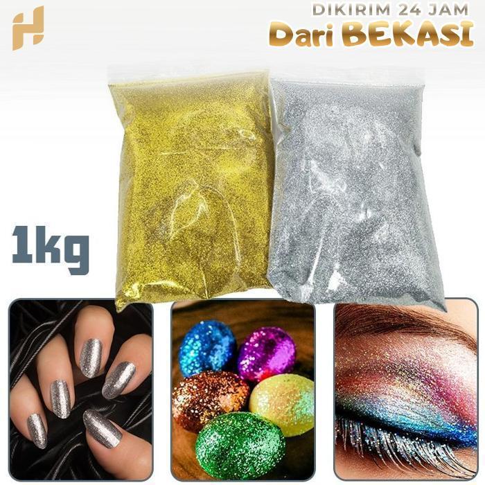 Glitter Gold 1000g Serbuk Emas Gliter Bubuk Sparkling Geliter Serbuk Glitter Bubuk Powder
