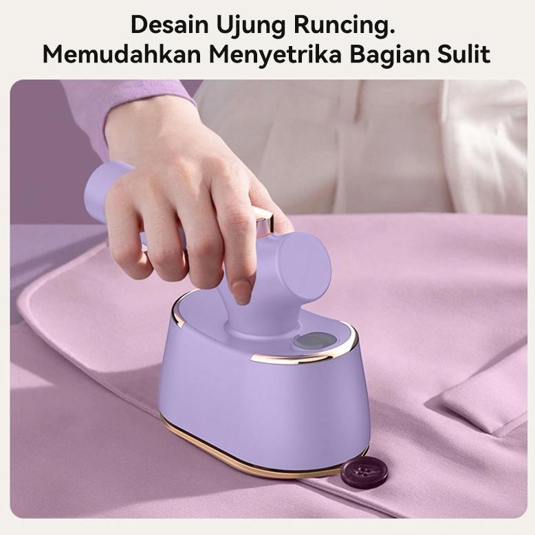 TERBARU BASIKE Setrika Uap Lipat Portabel 3-in-1 Cepat Efisien Panel Titanium 120ml Tangki Air Digit