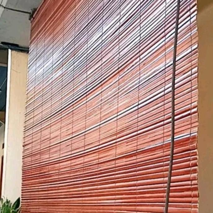 tirai krey rotan lunjong outdoor 2x2m + tali penggulung