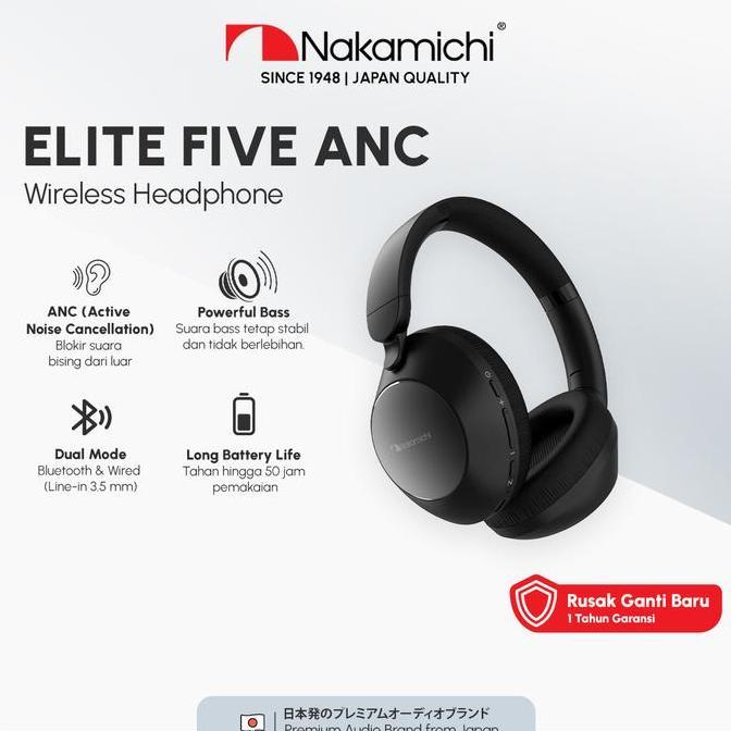 Nakamichi Elite Five ANC Active Noise Cancelling Wireless Headphone