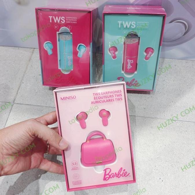 MINISO TWS Earphones BARBIE SHINING Collection (Bag / Lipstick Design)