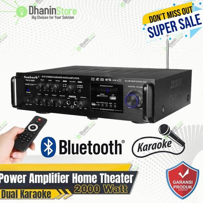 Power Amplifier Ampli Amplifer Bluetooth Karaoke Class D Sunbuck 2000W