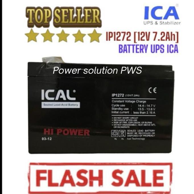 Comp- Accu Aki Baterai Batere Kering Ups Ica / Aki Ical Ip1272 12V 7.2Ah