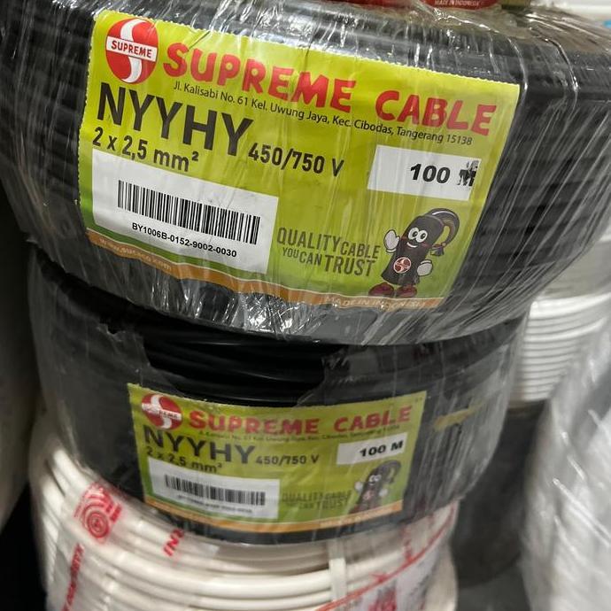 Promo Kabel Supreme Nymhy 2x2.5 Serabut 50m Hitam nyyhy 2x2.5 Supreme 2x2,5 Diskon