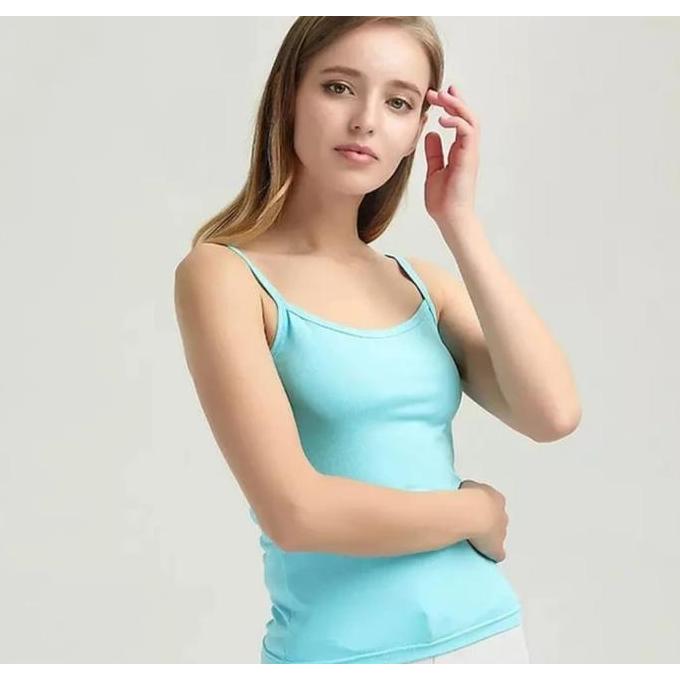 DF142 - Tanktop Wanita Tali Kecil | Singlet Tengtop Dalaman Anak Remaja Dewasa Warna HIJAU TOSCA | K