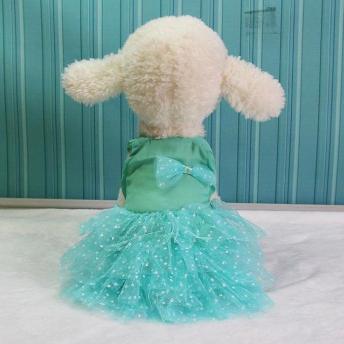LOWARY Baju Gaun Tile Anjing Betina Polkadot Pita Lucu GTPP / Animal Dress Ryuyu