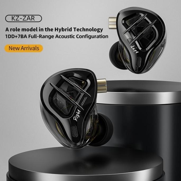 KZ ZAR IEM Hybrid 1DD+7BA In-Ear Monitor HiFi Wired Earphone Hitam