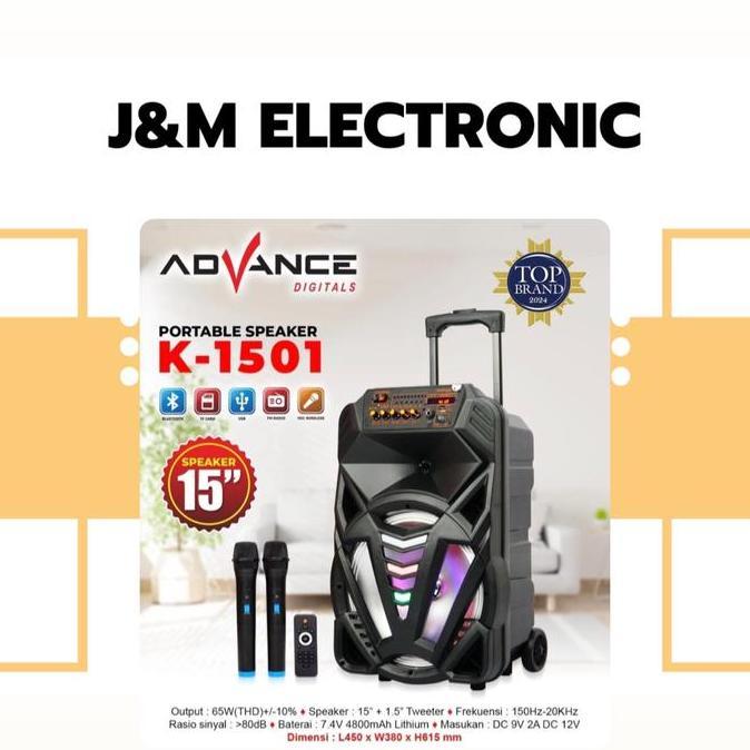 speaker aktif 15 inch audio (K-1501)/portable speaker 2 mic K-1501 portable speaker