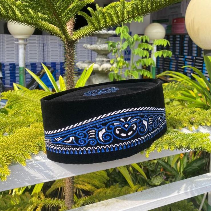 bestpromo peci batik sablon kuning, batik sablon biru, peci hitam bludru premium nyaman dipakai