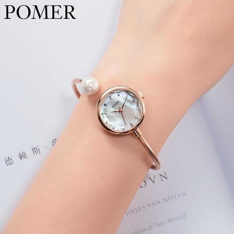 OFFICIAL POMER JAM TANGAN WANITA WATCH FASHION  JAM TANGAN MODEL GELANG ANEKA WARNA KUNING TITANIUM 