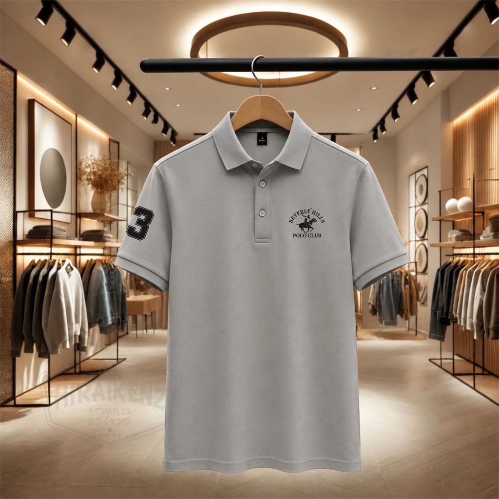 POLO SHIRT BEVERLY HILLS TSHIRT POLO PRIA WANITA KAOS KERAH PREMIUM/ABU ABU