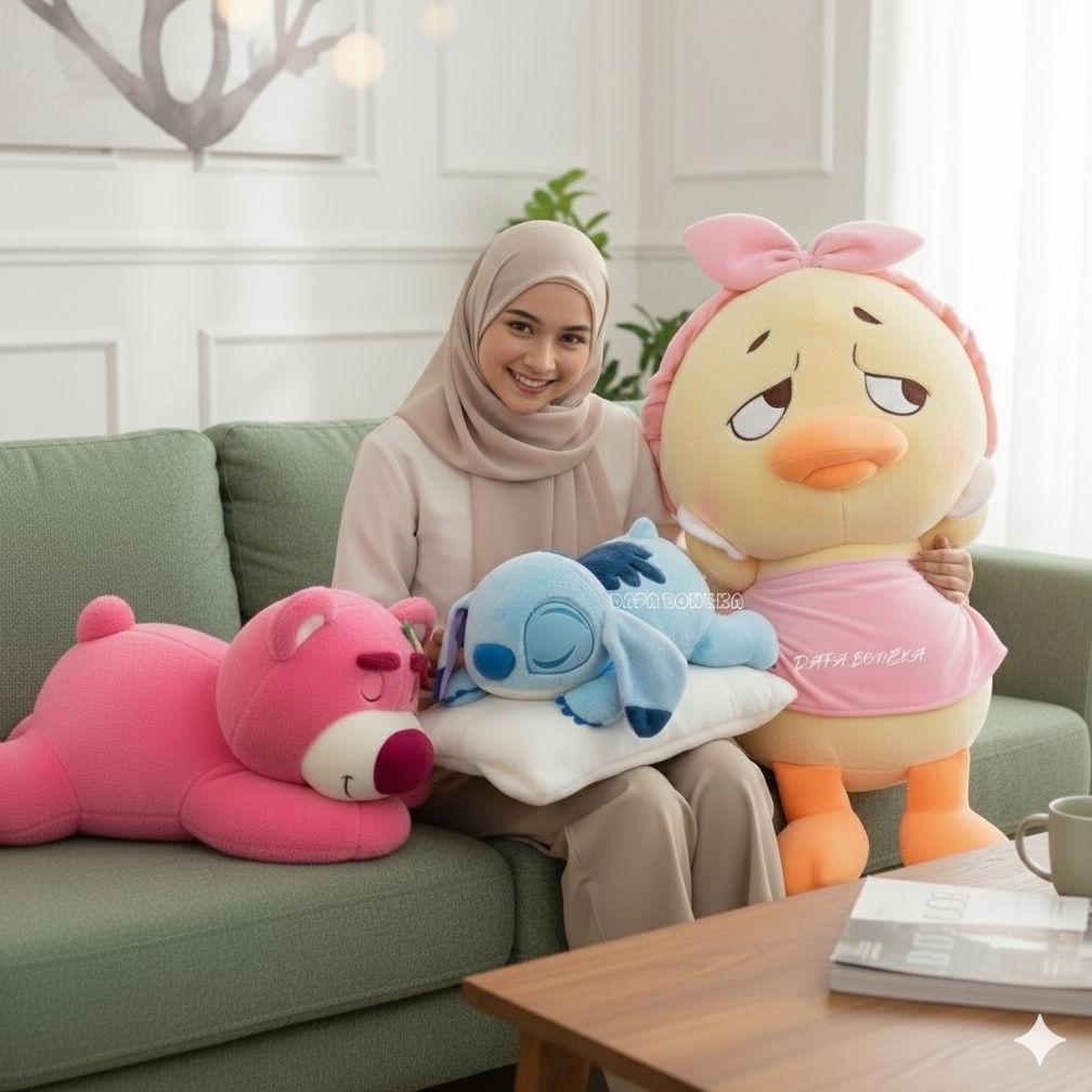Boneka Beruang LOTSO+STITCH 55CM(Telungkup)Bebek 40CM