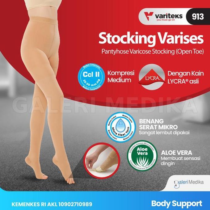 Variteks 913 Stoking Varises Pantyhose Sepinggang - Jari Terbuka CCL 2