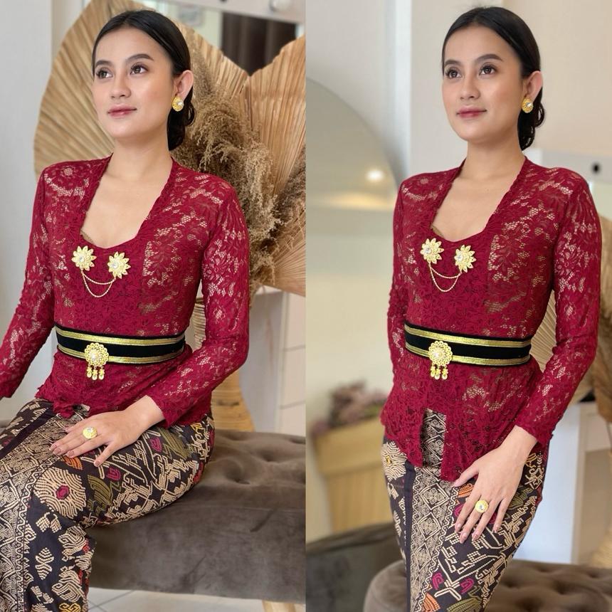 (Bisa Cod) One Set Kebaya Sofia Strait/Setelan Kebaya Sofia/Kebaya Brokat Sofia/Kebaya Bali Sofia/Se