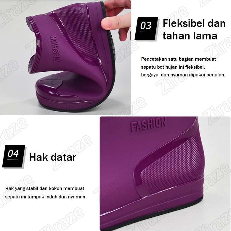 HOT Sepatu Boot Fashion Anti Air Anti Slip / Sepatu Boots Jelly Pendek Wanita