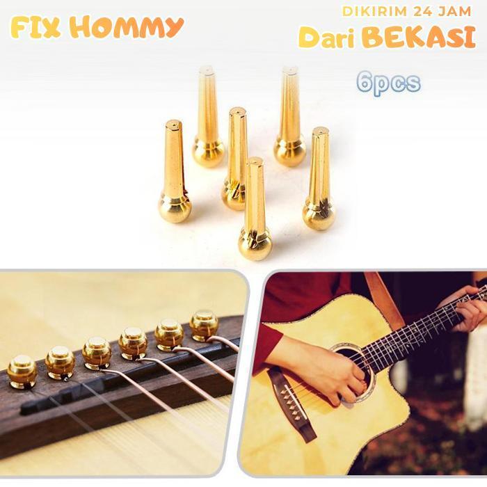 FXMY Isi 6 Pin Gitar Akustik Pin Bridge Gitar Logam Tembaga Murni Aksesoris Gitar