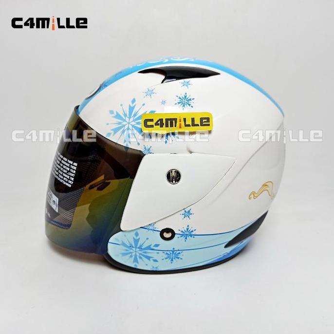 HELM MDS SPORT R3 FROZEN SISTER QUEEN WHITE BLUE HALF FACE
