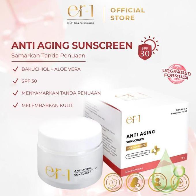 er-1 by dr. Erna Anti Aging Sunscreen with Bakuchiol + Aloe Vera + SPF - Moisturizer Day Cream UV Ma