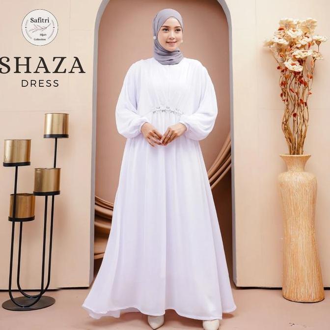 Arsy- Shaza Dress Bahan Ceruty Babydoll Kombinasi Manik-Manik/Payet By Safitri Fashion | Gamis Putih