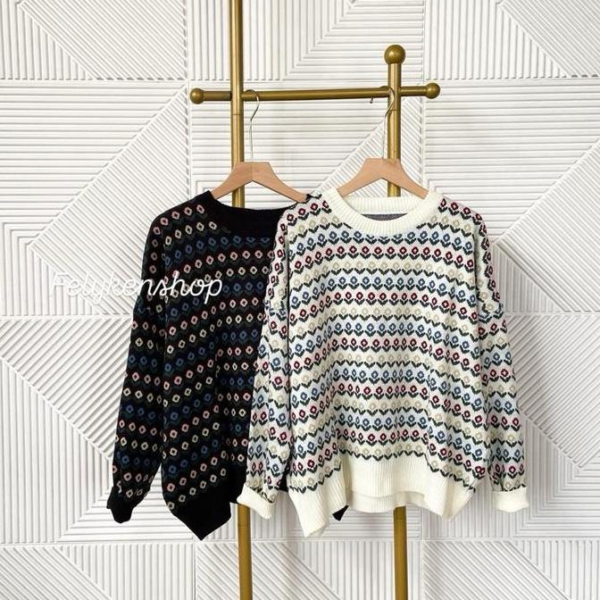 felykenshop - Top knit flowers -yoona rajut