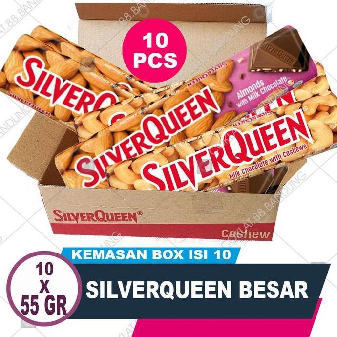 Coklat SilverQueen 52gr Box Isi 10pcs Cokelat Almond Mede Kemasan Spesial Hampers & Buket Hadiah