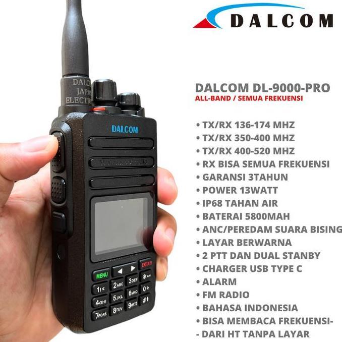 Ht Dalcom Japan Dl-9000 Pro Vhf Uhf Waterproof Handy Talky Terbaru 