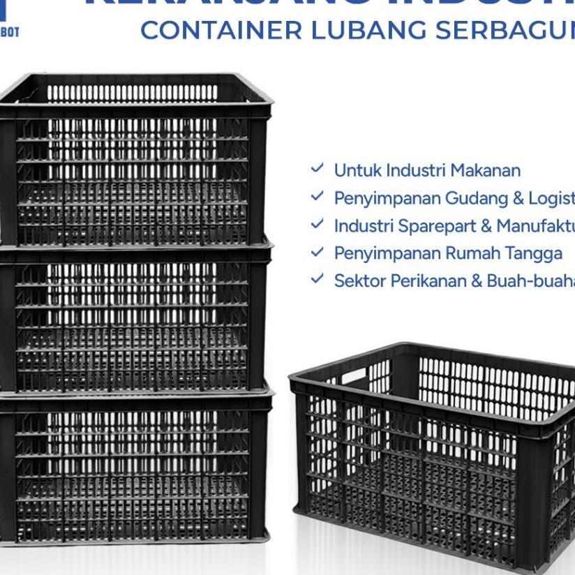 Keranjang Industri Krat Plastik Container Lubang Serbaguna Miracle
