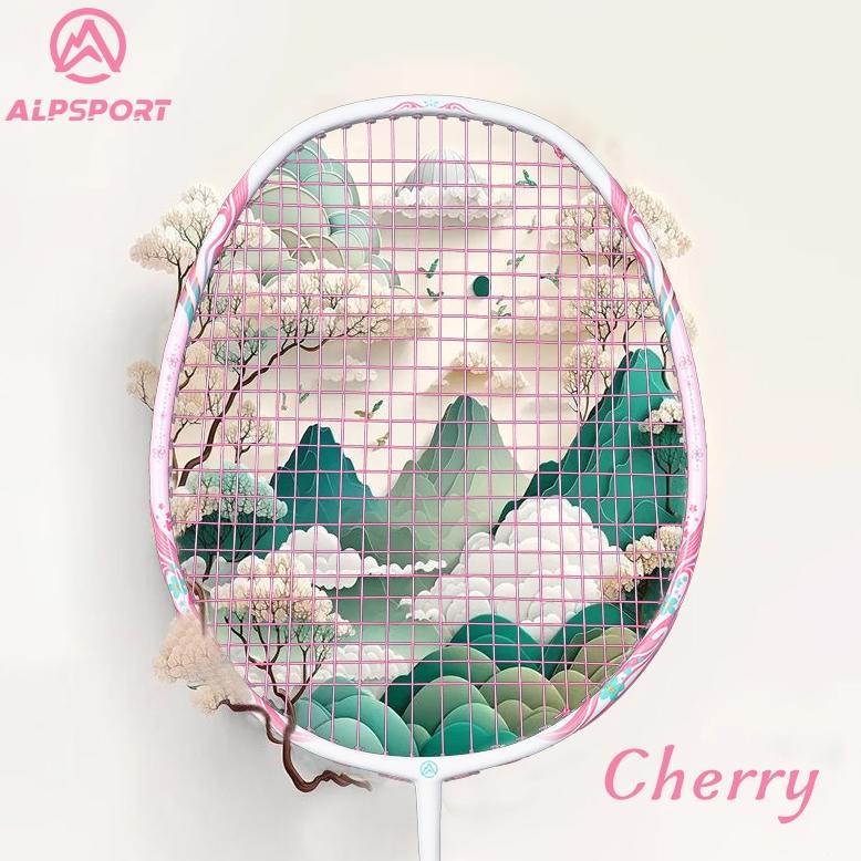 official alpsport new cherry badminton racket 100% serat karbon penuh desain asli model dewi desain 