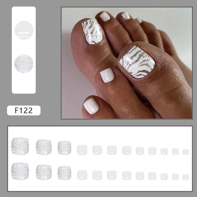 F122 - Kuku Cantik 24pcs set Kuku Palsu Fake Nails Box Free lem cair / jelly tahan air Kuku Palsu im