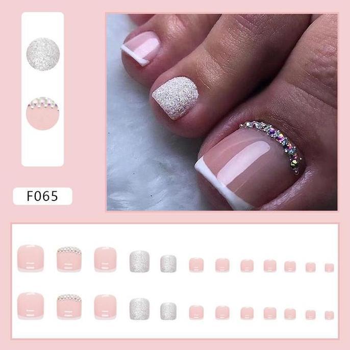 F065 - Kuku Cantik 24pcs set Kuku Palsu Fake Nails Box Free lem cair / jelly tahan air Kuku Palsu im