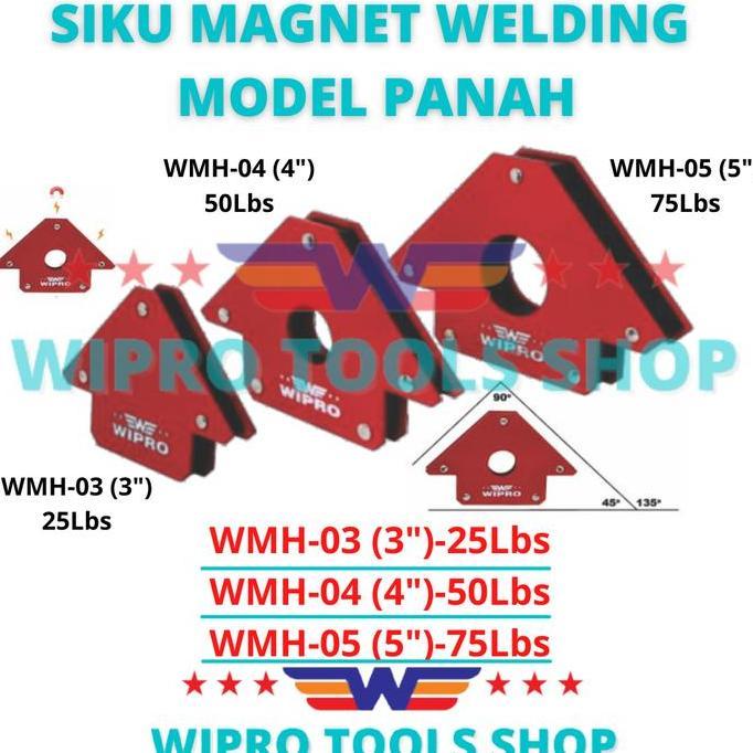 WIPRO Siku Magnet Las / Magnetic Welding Holder Model Panah 3" /4" /5"