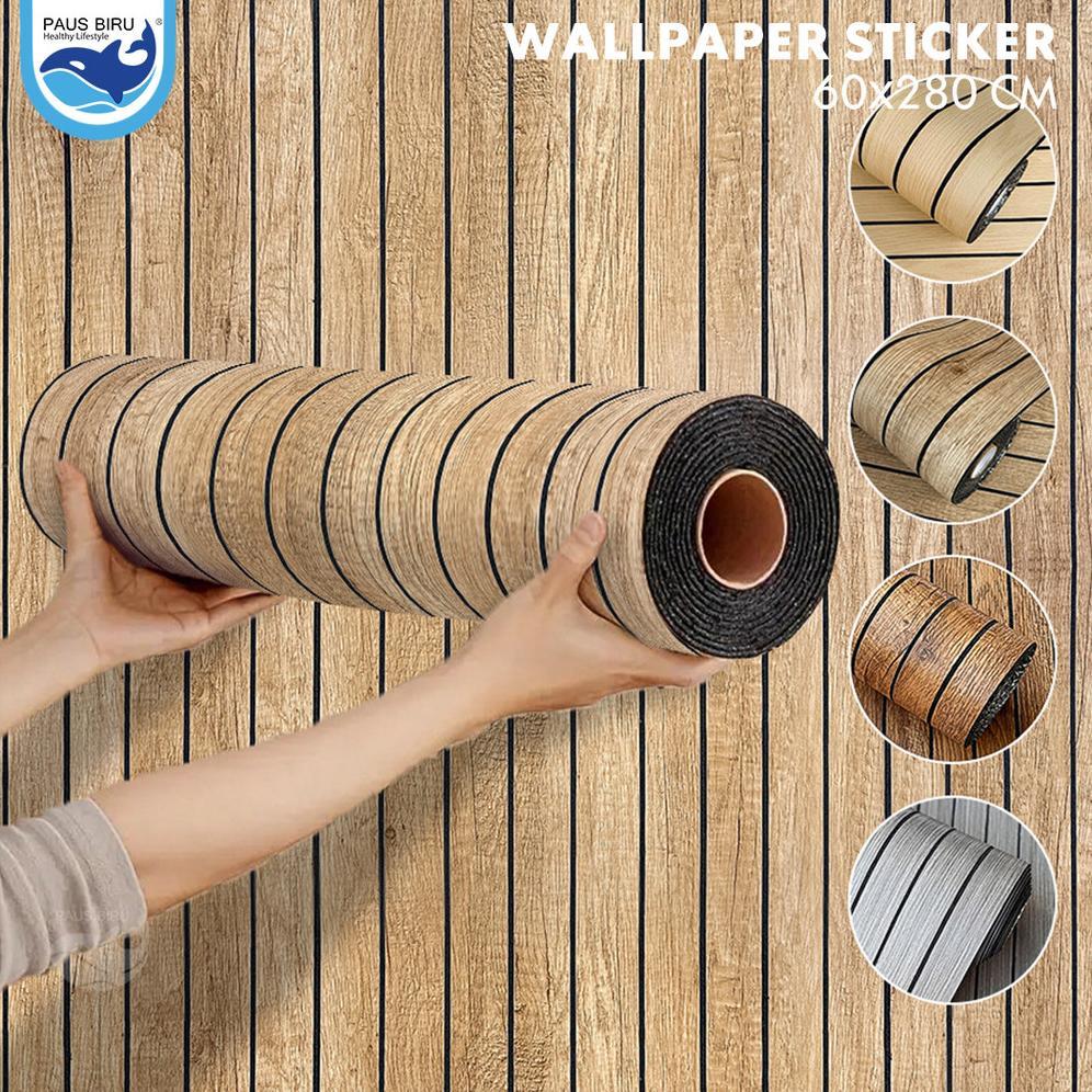 Jamin Murah Paus Biru - Wallpaper Sticker 60X280Cm Wall Panel Pvc Foam Premium Woodpanel Dekorasi Di