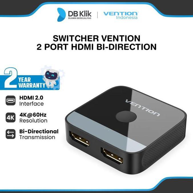 SWITCHER VENTION 2 PORT HDMI BI-DIRECTION - SWITCHER HDMI 4K BLACK AKOB0 MURAH