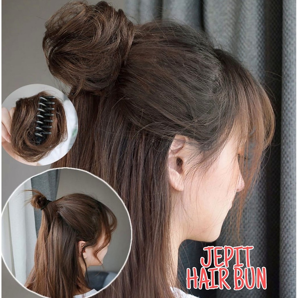 JEPIT HAIR BUN ALA KOREA JEPIT RAMBUT CEPOL IMPOR RAMBUT PALSU WIG KONDE AKSESORIS FASHION WANITA