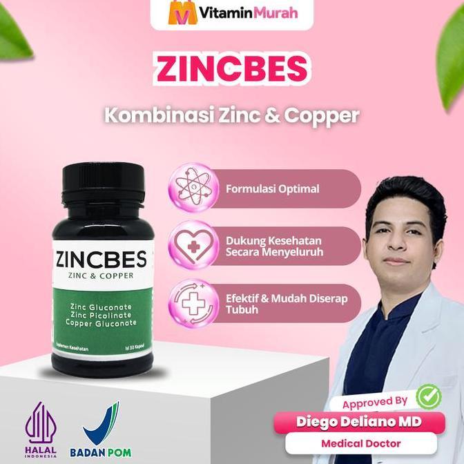 Zincbes Suplemen Kesehatan Isi 30 Kapsul - Zinc & Copper - Picolinate