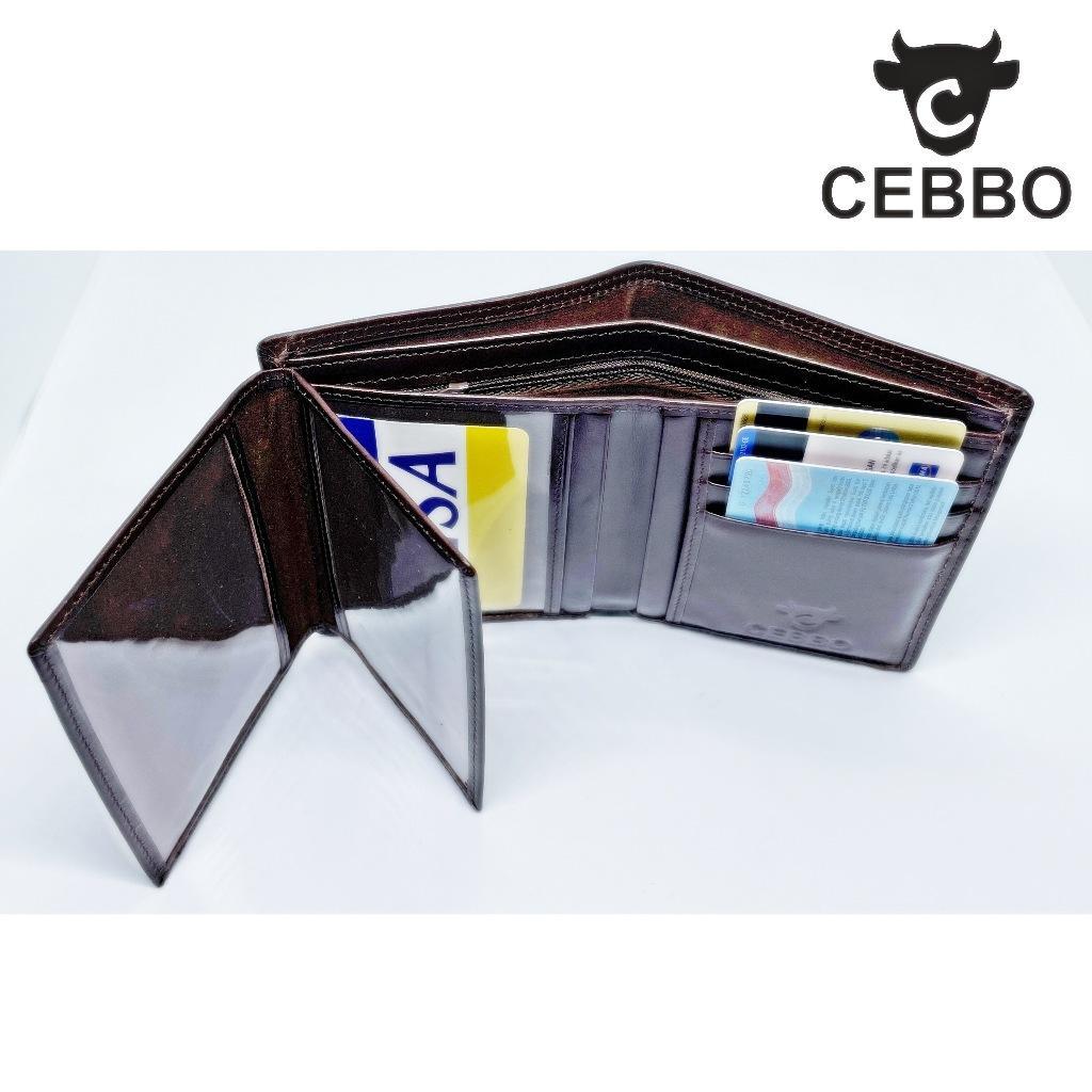 Cebbo Dompet Kulit Asli Dompet Pria Model Lipat 3 Dompet Model Berdiri
