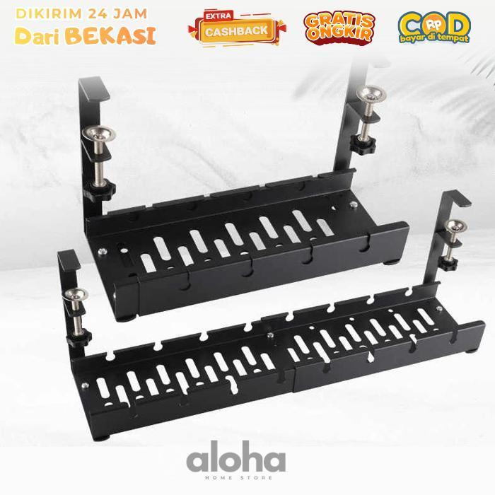 ALHM - Cable Organizer Meja | Cable Management Under Desk | Rak Kabel Management Stainless Steel