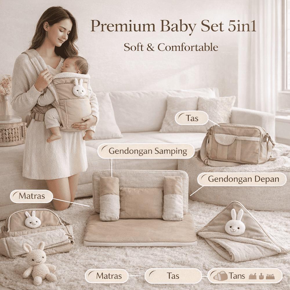 Jamin Murah Paket Bayi 5In1 Premium Boneka Sapi Tas Bayi + Gendongan Depan & Samping + Selimut Tudun