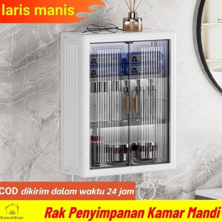 Lemari Kamar Mandi/Lemari Plastik Kamar Mandi Dinding Aesthetic Kabinet Kamar Mandi Tertutup Kotak R