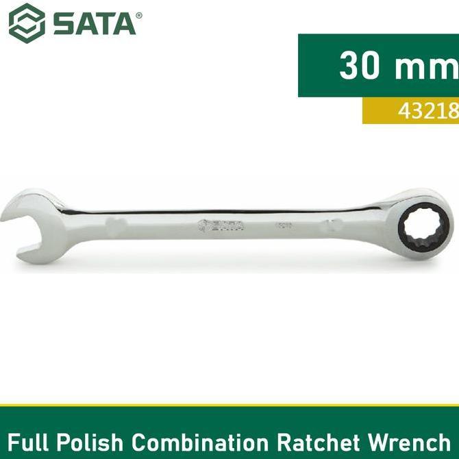 KUNCI RING PAS 30 MM 43218 FULL POLISH COMBINATION RATCHET WRENCH SATA MURAH