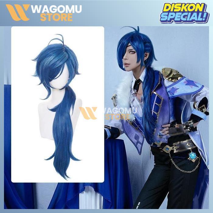 WAGOMU Genshin Impact Cosplay Kaeya Wig biru Mlange Kaeya Wig Long Short Wig