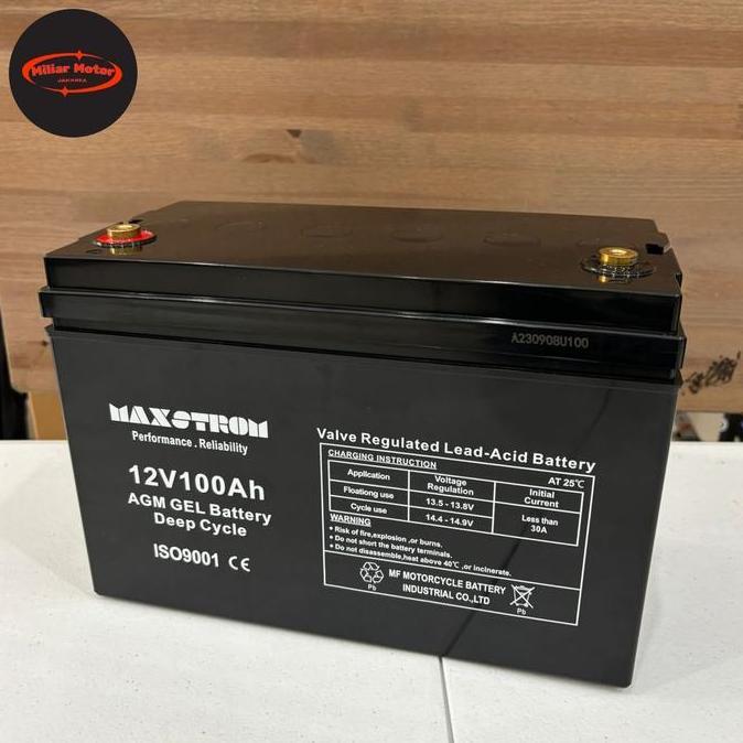 Aki Kering Solar Panel UPS PLTS Battery VRLA 12V 100Ah AGM Deep Maxstrom