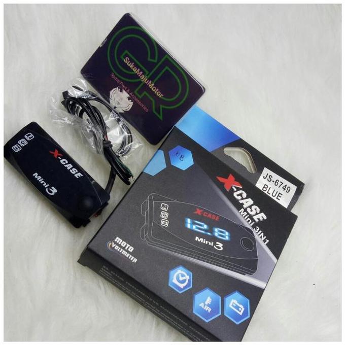 Volt Meter Motor Digital 3in1 Accu Aki,Jam & Temperature