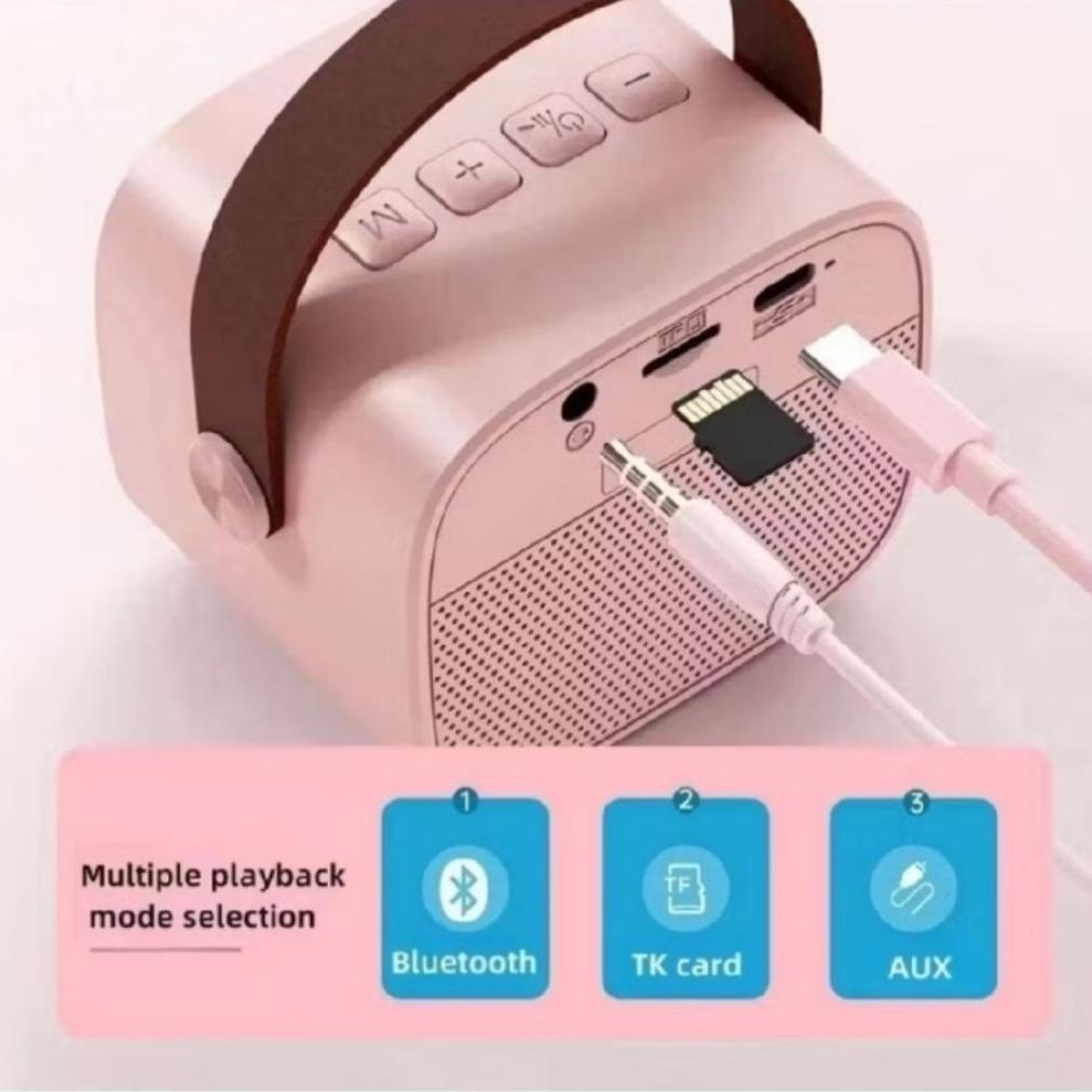 HOT SALE promo obral speaker karaoke mini 2mic / mini speaker bluetooth karaoke mic / speaker blueto
