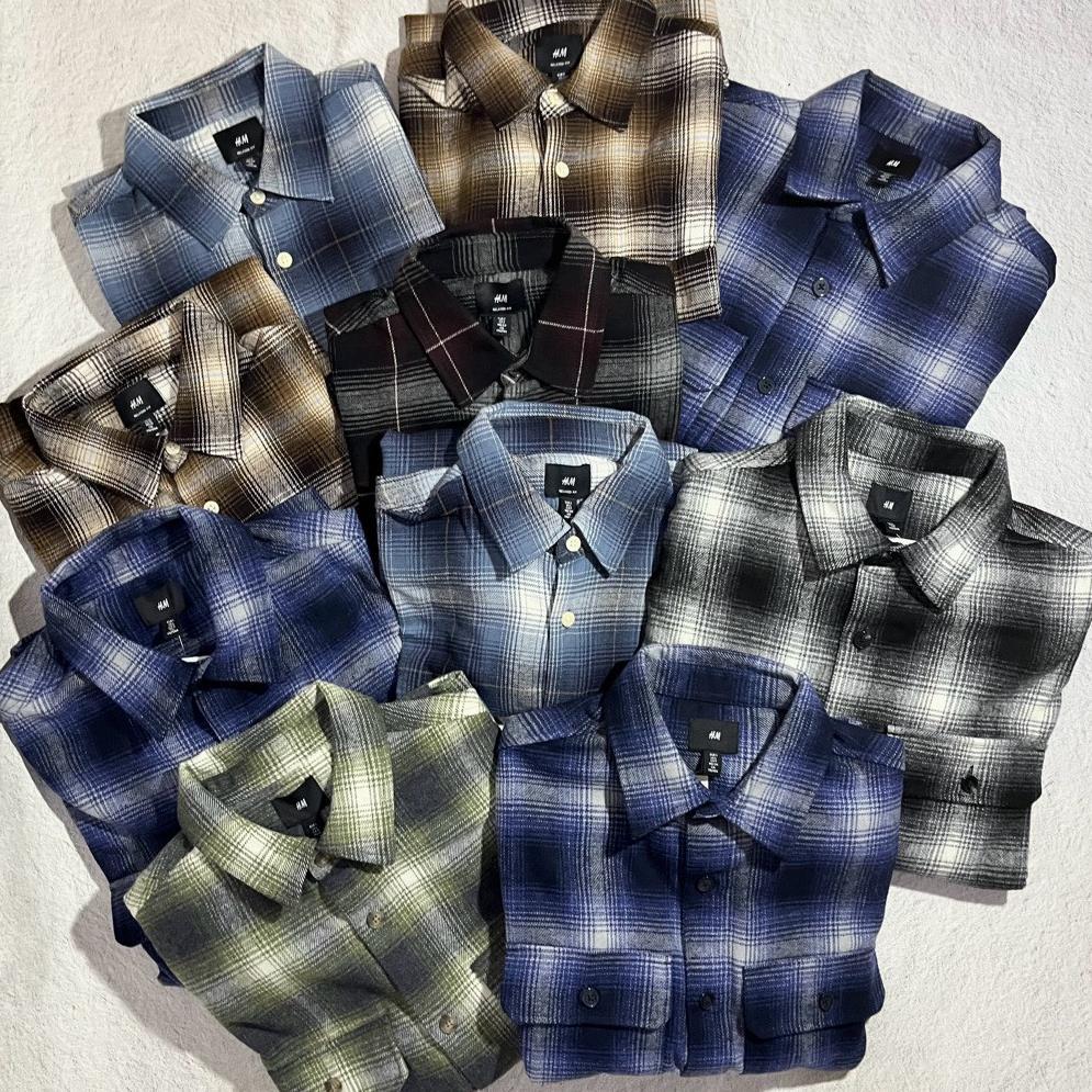 Original Promo Kemeja Flanel Kotak-Kotak Hnm & Uniqlo Veterano Bnwt