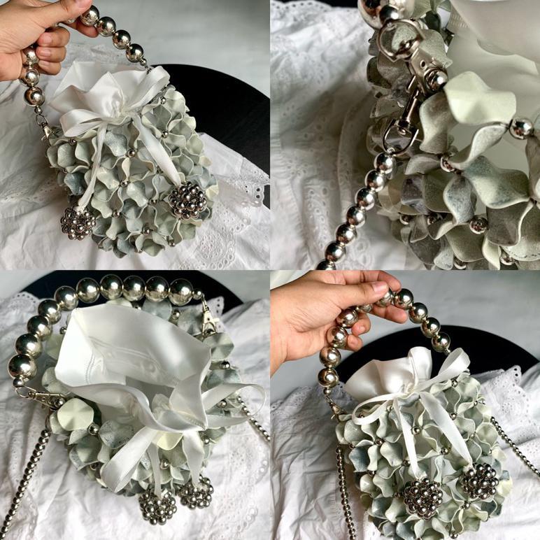 new deals beaded bag bucket warna silver berbagai ukuran