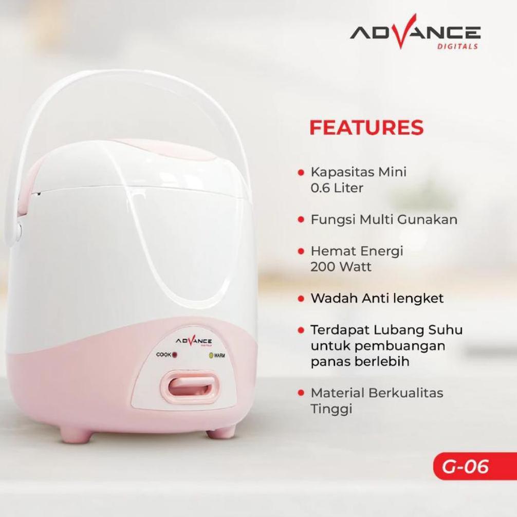 TERBARU Advance Digitals Mini Rice Coocker G06 Rice Coocker Kecil Anak Kosan Low Watt Penanak Nasi M
