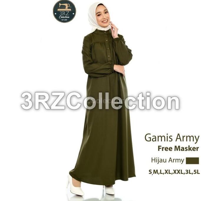 Gamis Army Muslim Baju Gamis Muslim Jumbo Hijau Botol Gamis Nezza
