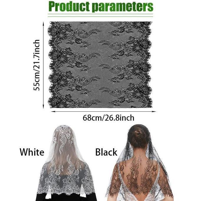 DITSY Kerudung Doa Katolik Mantilla Mantila Pasmina Lace Hijab Mantila Kerudung Katolik Warna Hitam 