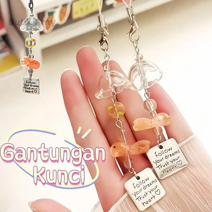 Best Seller Lucu Goldfish Gantungan Kunci Akrilik/Gantungan Kunci Ikan Mas Koki Charm Hp Handphone/T